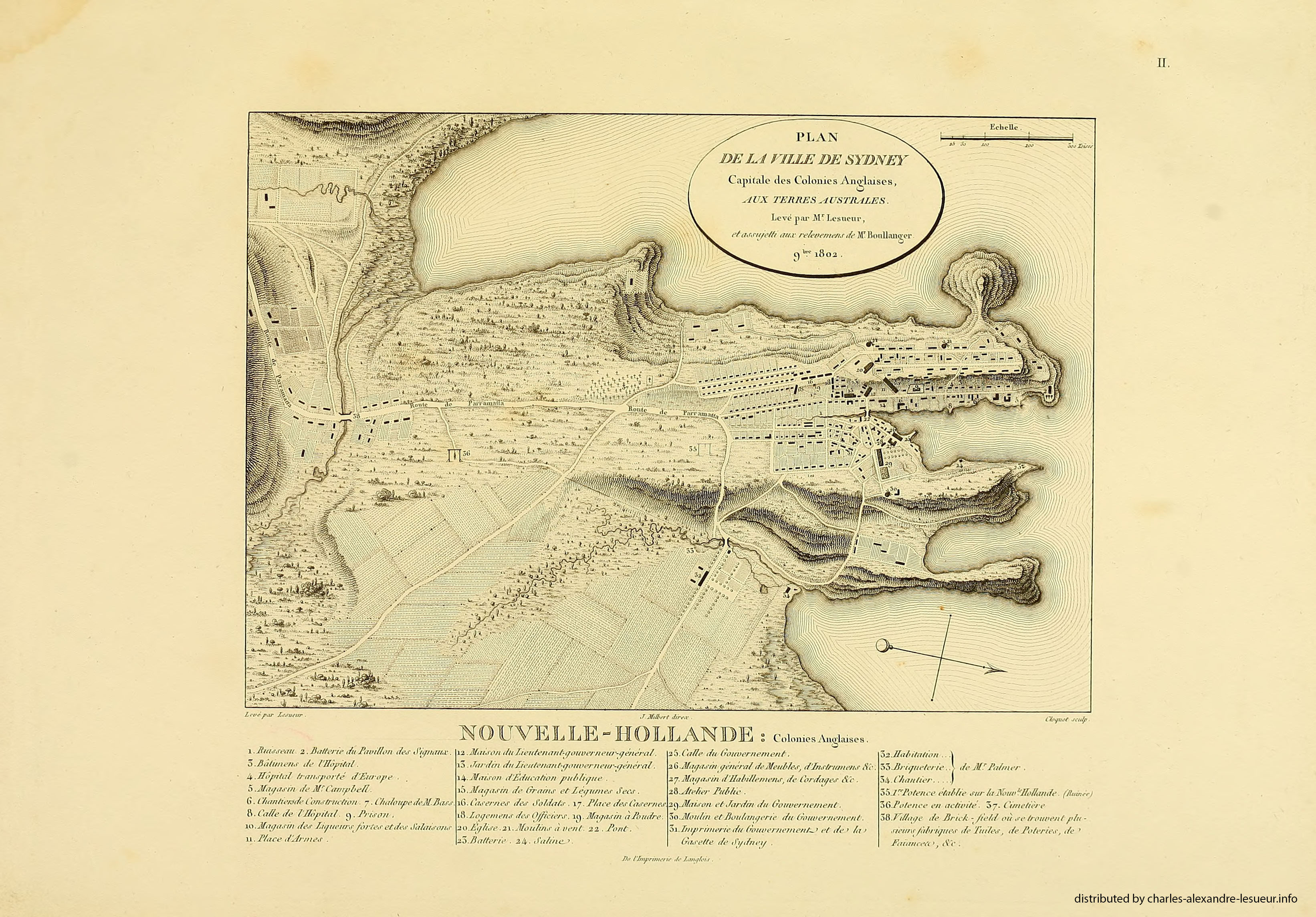 Planche 2 : Plan de la ville de Sydney, capitale des colonies angloises aux Terres Australes
