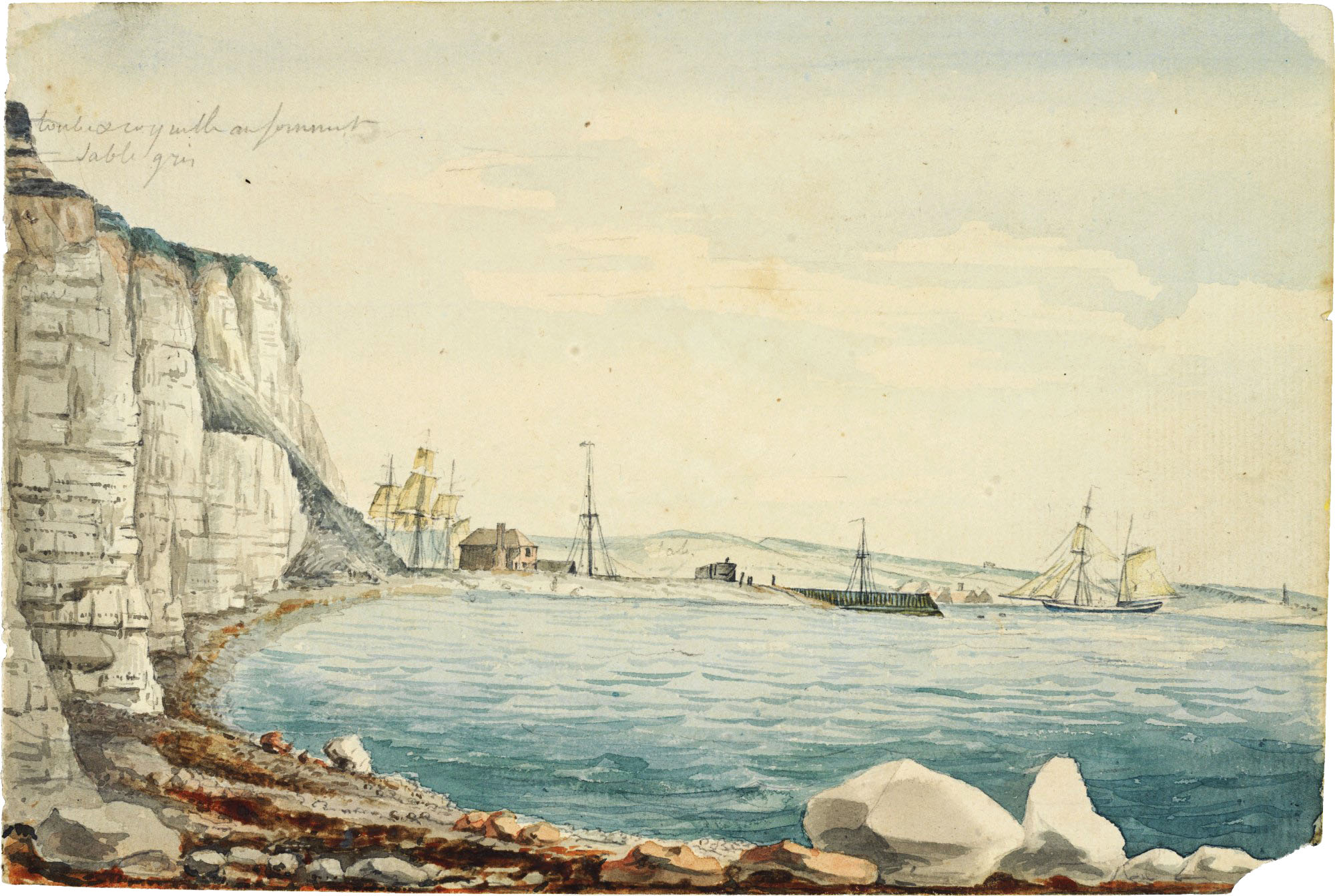 Charles-Alexandre Lesueur, port de New Haven, Angleterre