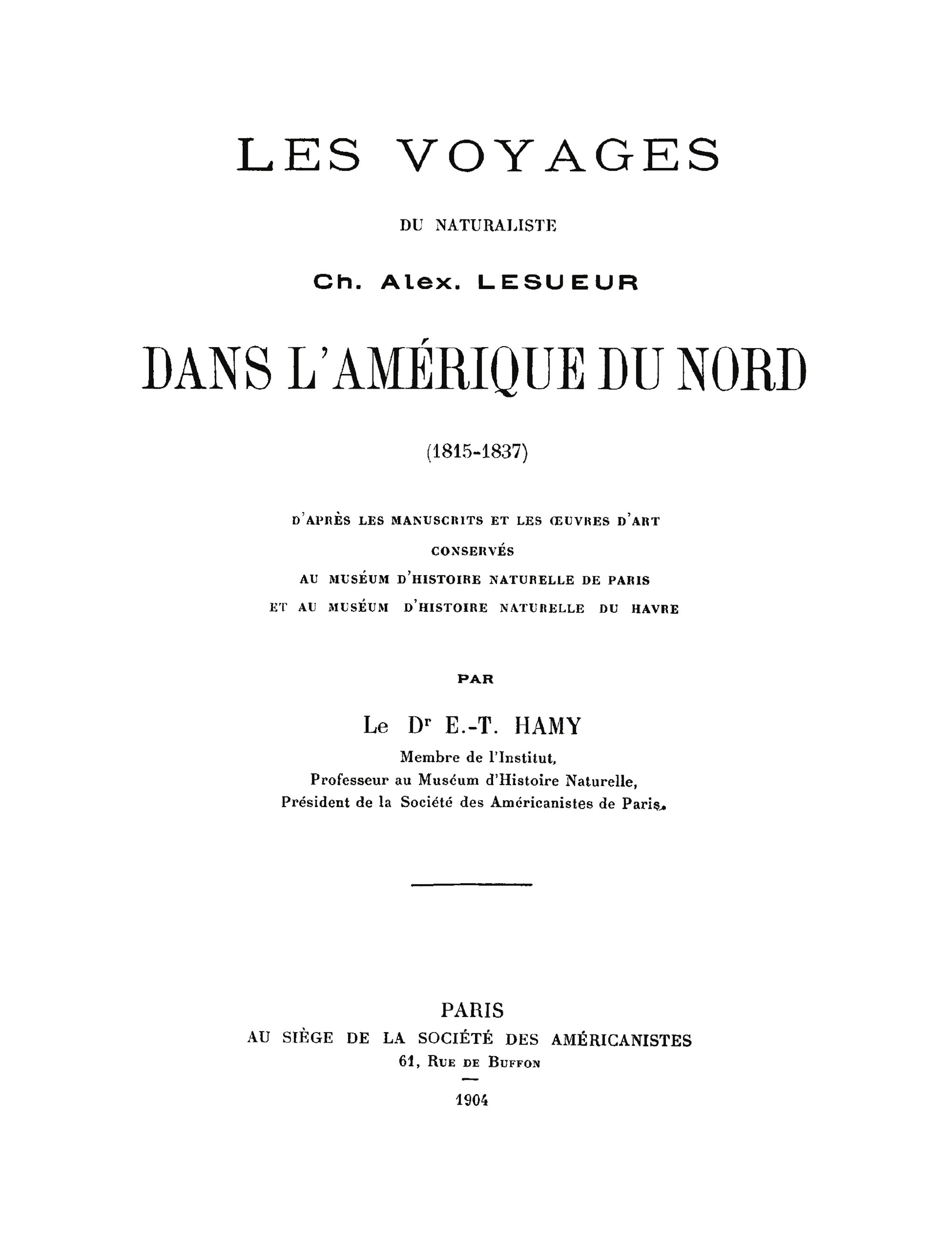 Titre du livre d'Ernest Hamy